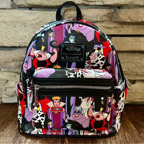 Loungefly Disney Villains All Over Mini Backpack NWT - Picture 2 of 8